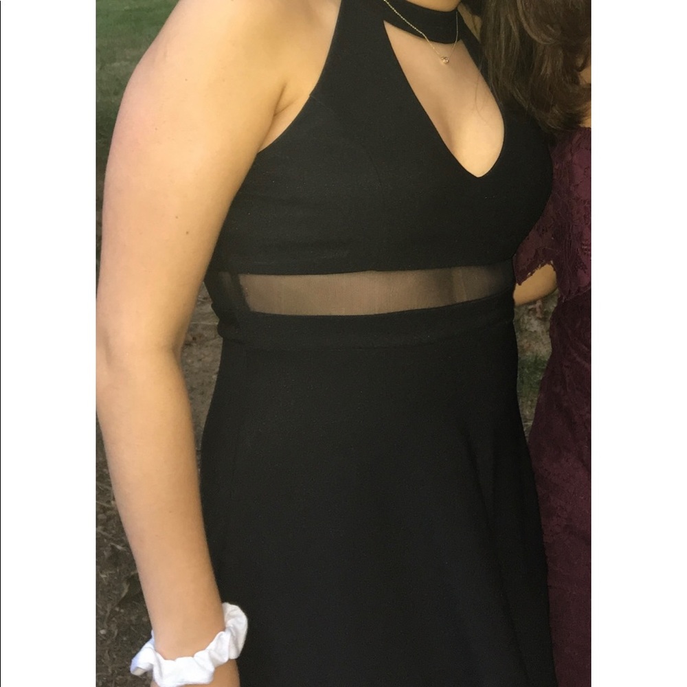 Emerald Sundae Cutout Black Skater Dress